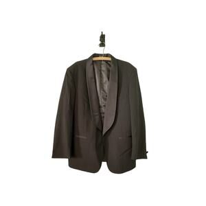 Men's Fialdini 46L Pure Wool Black Tuxedo Coat Jacket Satin 45" Chest 36” Length
